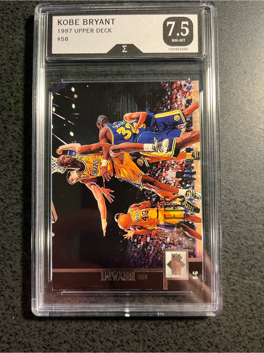 Kobe Bryant 1997 Upper Deck Basketball Card - Yellow - Graded 7.5